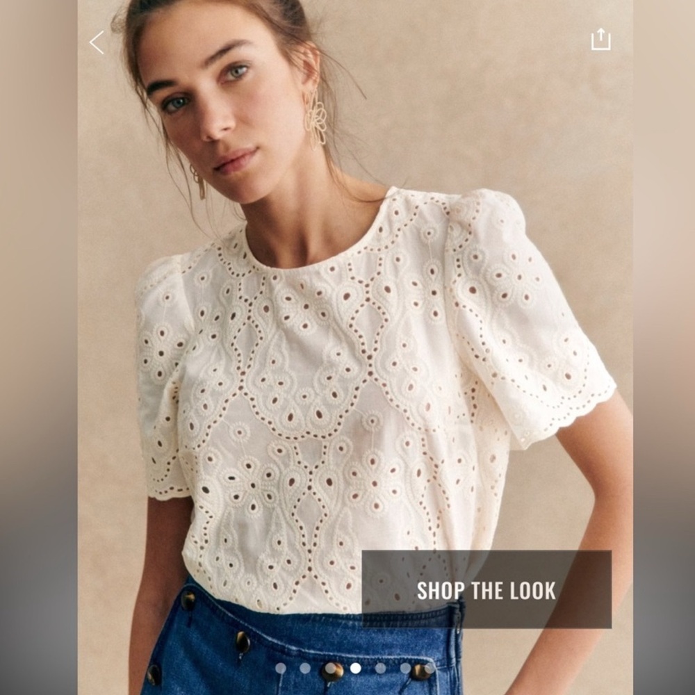 Sezane Annabelle Blouse Ecru - Size 6